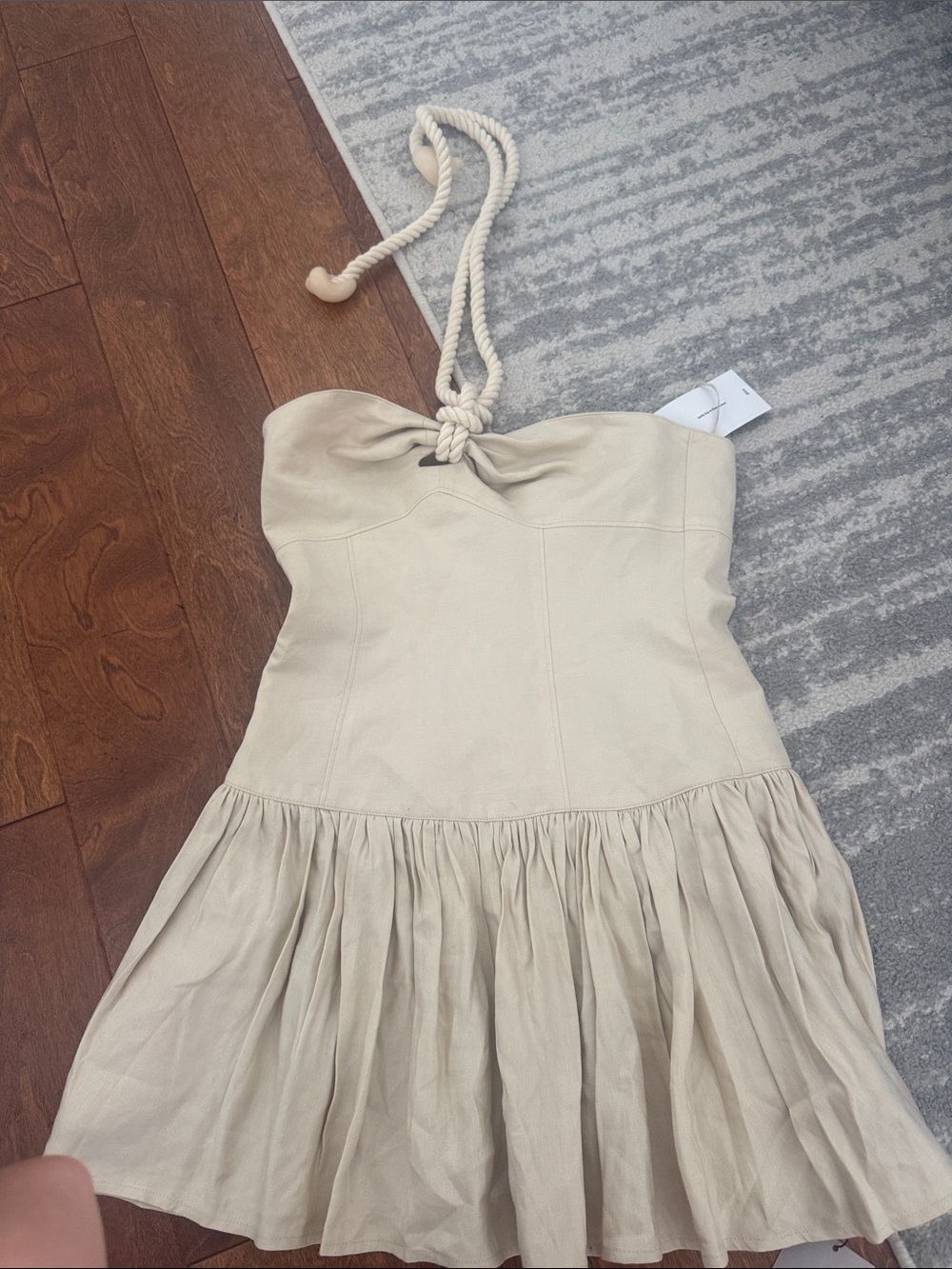 REVOLVE Beige Strapless Rope-Halter Mini Dress